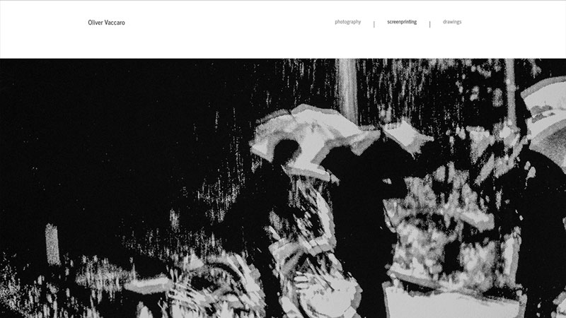 Screenshot von der Landingpage von Oliver Vaccaro, Fotograf und bildender Künstler